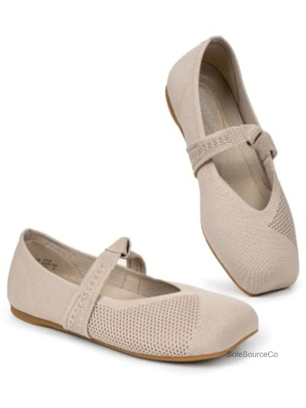Women's Wide Toe Knit Ballet Flats Mary Jane Pull-On Everyday Shoes